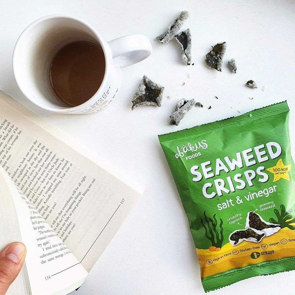 Abakus Seaweed Crisps - Salt  Vinegar 12 x 18g, Seaweed Snack, Nori Snack, Vegan, Gluten-Free, Healthy Snack, Source of Iodine