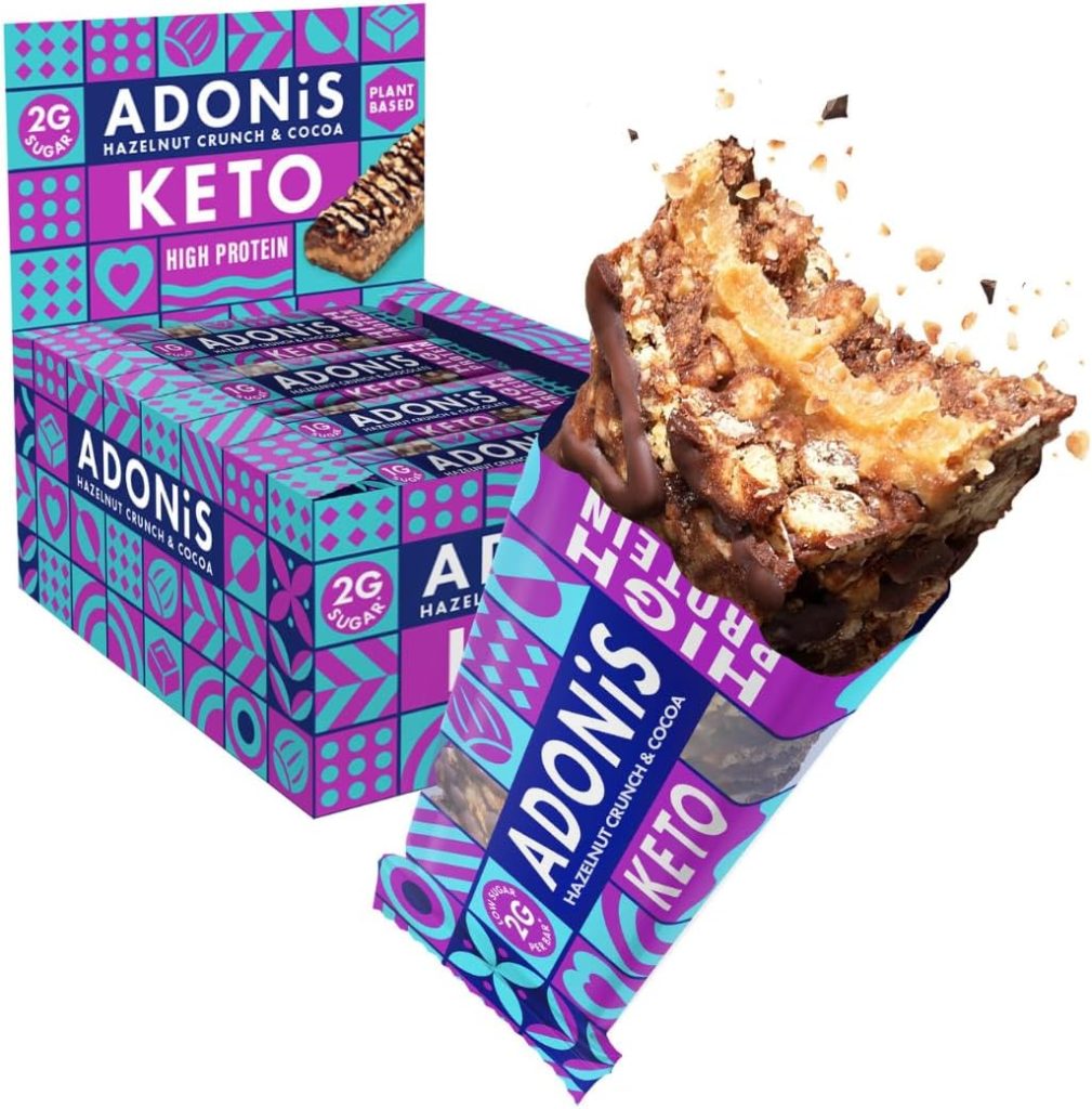 Adonis Peanut Butter  Chocolate High Protein Keto Bars (16x45g) | Vegan  Keto-Friendly | Natural Keto Snacks | Sugar Free, Palm Oil Free | Low Sugar, Low Calorie, Low Carb | Ideal for a Keto Diet