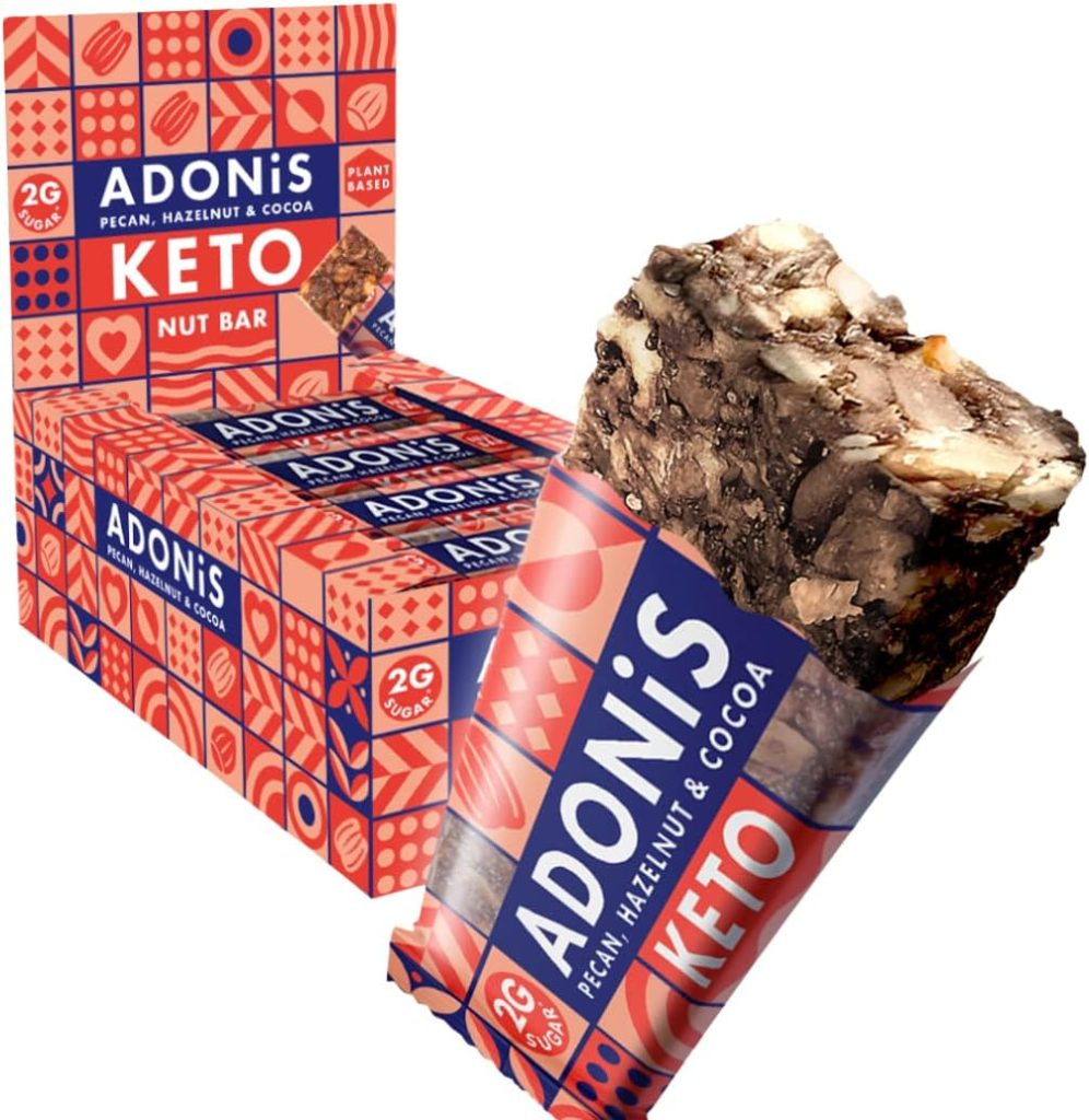 Adonis Pecan, Hazelnut  Cocoa Keto Bars (16x35g) | Vegan/Keto-Friendly | 100% Natural Keto Snacks | Gluten Free/Sugar Free/Palm Oil Free | Low Sugar, Low Calorie  Low Carb | Ideal for a Keto Diet