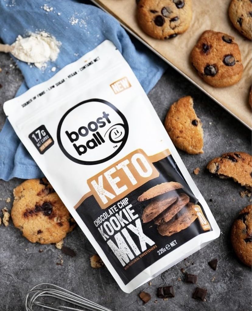 Boostballs Keto Chocolate Chip Cookie Mix, Vegan, Gluten Free, Natural, Low Sugar Cookie Mix, 225g