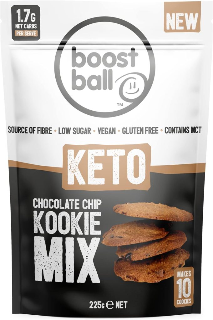 Boostballs Keto Chocolate Chip Cookie Mix, Vegan, Gluten Free, Natural, Low Sugar Cookie Mix, 225g