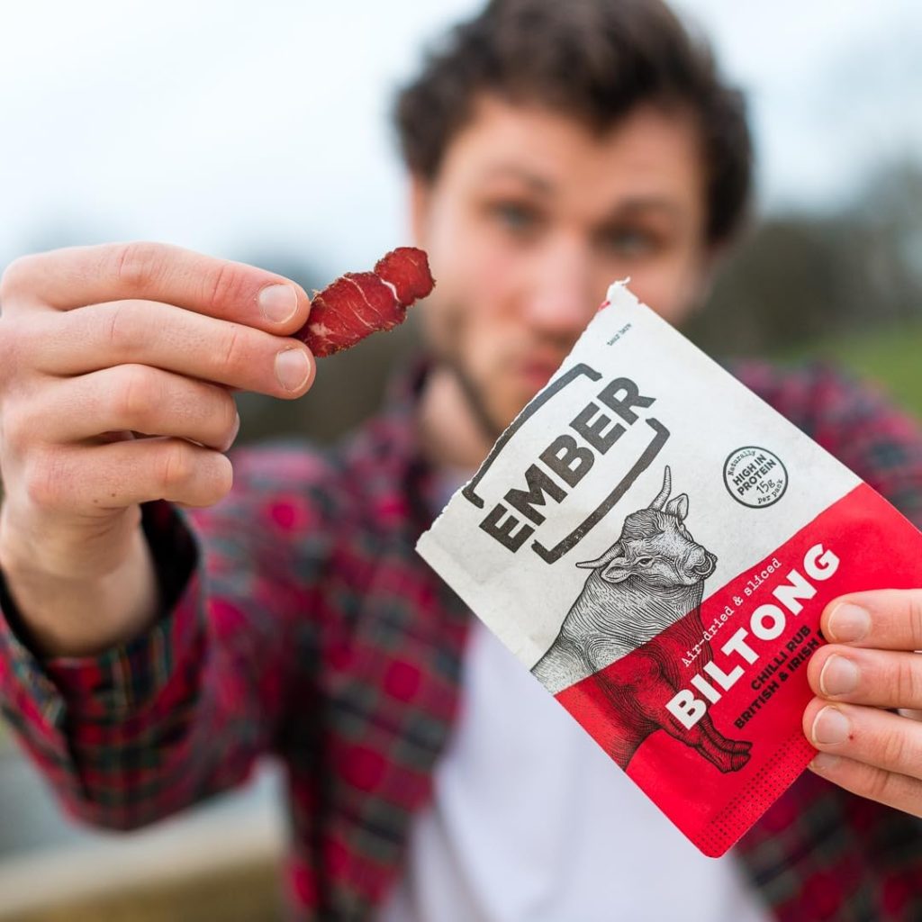 Ember Snacks: Biltong Beef Jerky Original Flavour (10 x 25g) - Protein Keto Snacks - On The Go Snack - from British and Irish Meat [WEIGHT MAY VARY BETWEEN 25G and 28G]