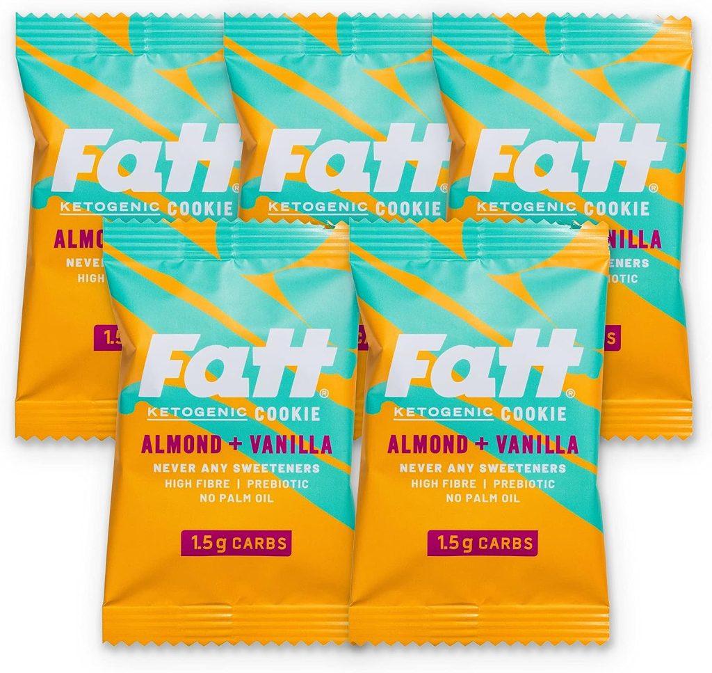 Fatt Keto Butter Cookies - Almond  Vanilla, 5-Pack x 30g - 1.5g Carbs - 100% Natural Keto Snacks with Super Fats - Low Carb, High Fibre, Low Sugar  Sweetener Free Keto Snack