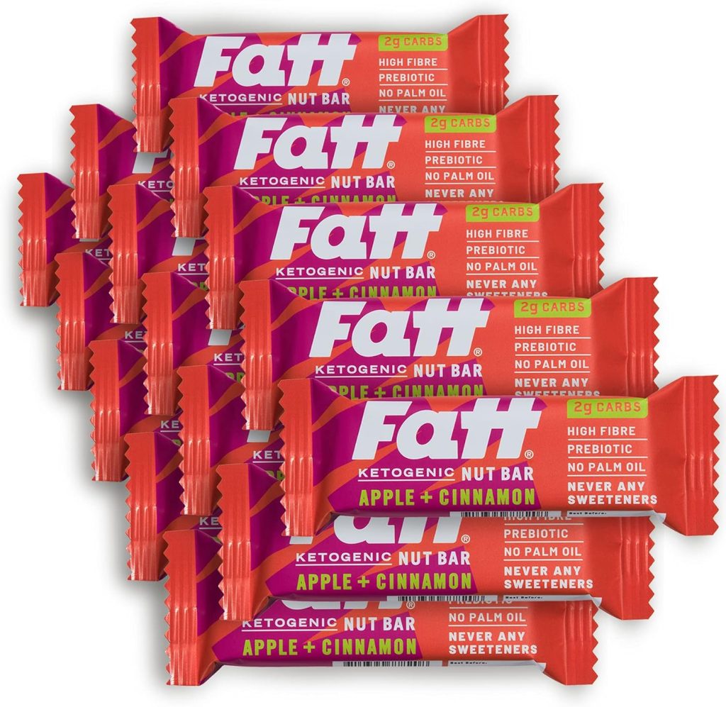 Fatt Keto Nut Bars - Raspberry  Almond, 15-Pack - 2g Carbs - 100% Natural Low-Carb Keto Snacks with Super Fats - High Fibre, Low Sugar, Sweetener Free  Vegan - Aka Fattbar