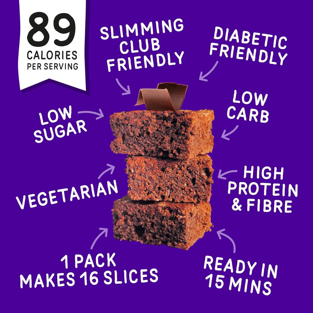 Fitbakes : 89 Calorie Chocolate Cake Mix, (16 slices) Keto cake mix, Low Carb Snack, 5g Protein Snack Low Calorie Cake Diabetic Chocolate, Low Sugar Chocolate Protein Brownie Keto Chocolate Cake Mix