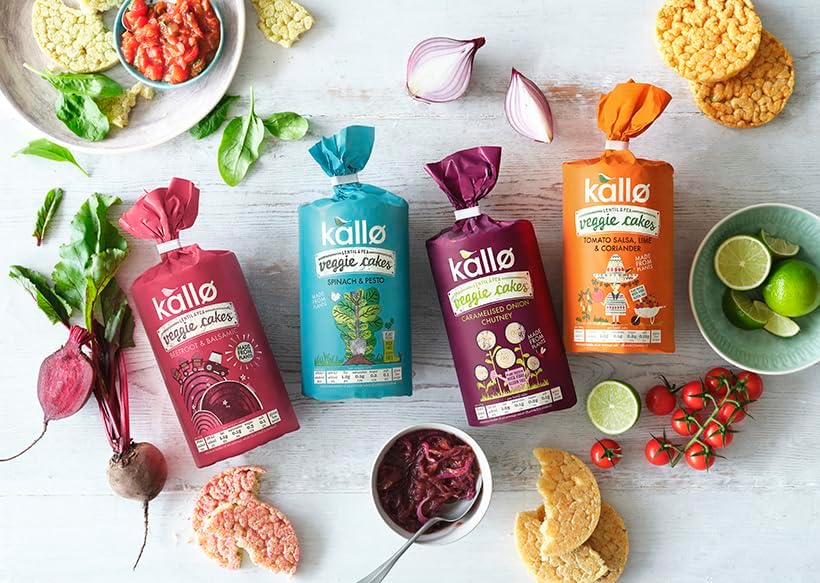 Kallo Beetroot  Balsamic Veggie Cakes, Lentil  Pea Puffed Crackers Made From Plants, Low Fat Healthy Snacks, Vegan Friendly, Gluten Free, No Artificial Flavours, Single Pack – 1 x 122g