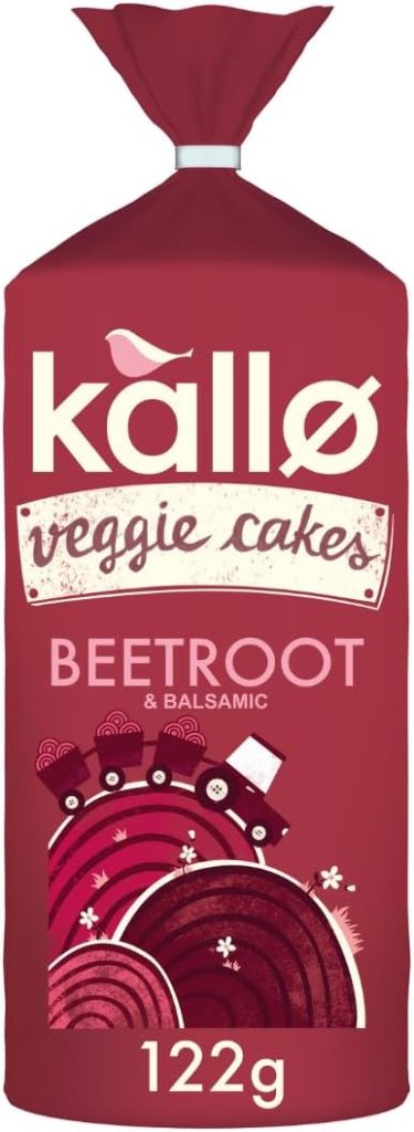 Kallo Beetroot  Balsamic Veggie Cakes, Lentil  Pea Puffed Crackers Made From Plants, Low Fat Healthy Snacks, Vegan Friendly, Gluten Free, No Artificial Flavours, Single Pack – 1 x 122g