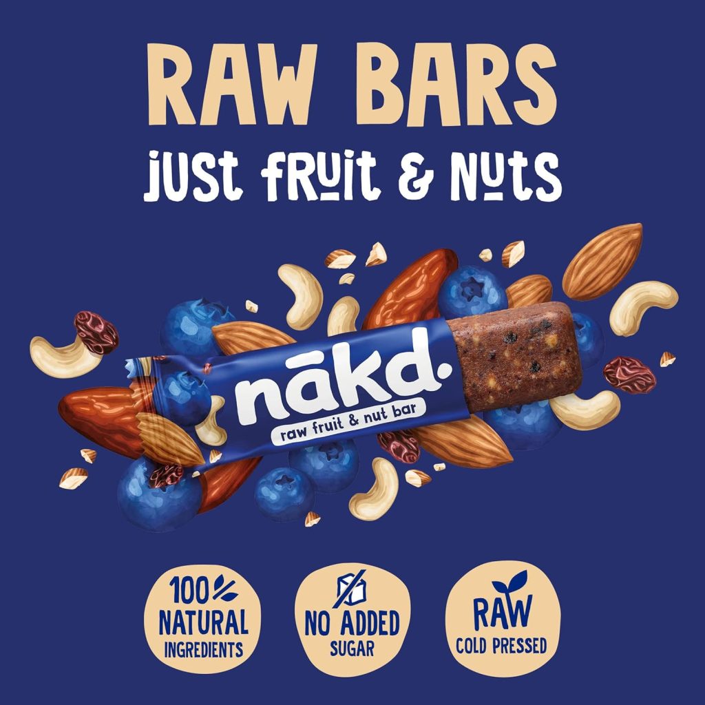 Nakd Blueberry Muffin Natural Fruit  Nut Bars - Vegan - Healthy Snack - Gluten Free - 35g x 18 bars