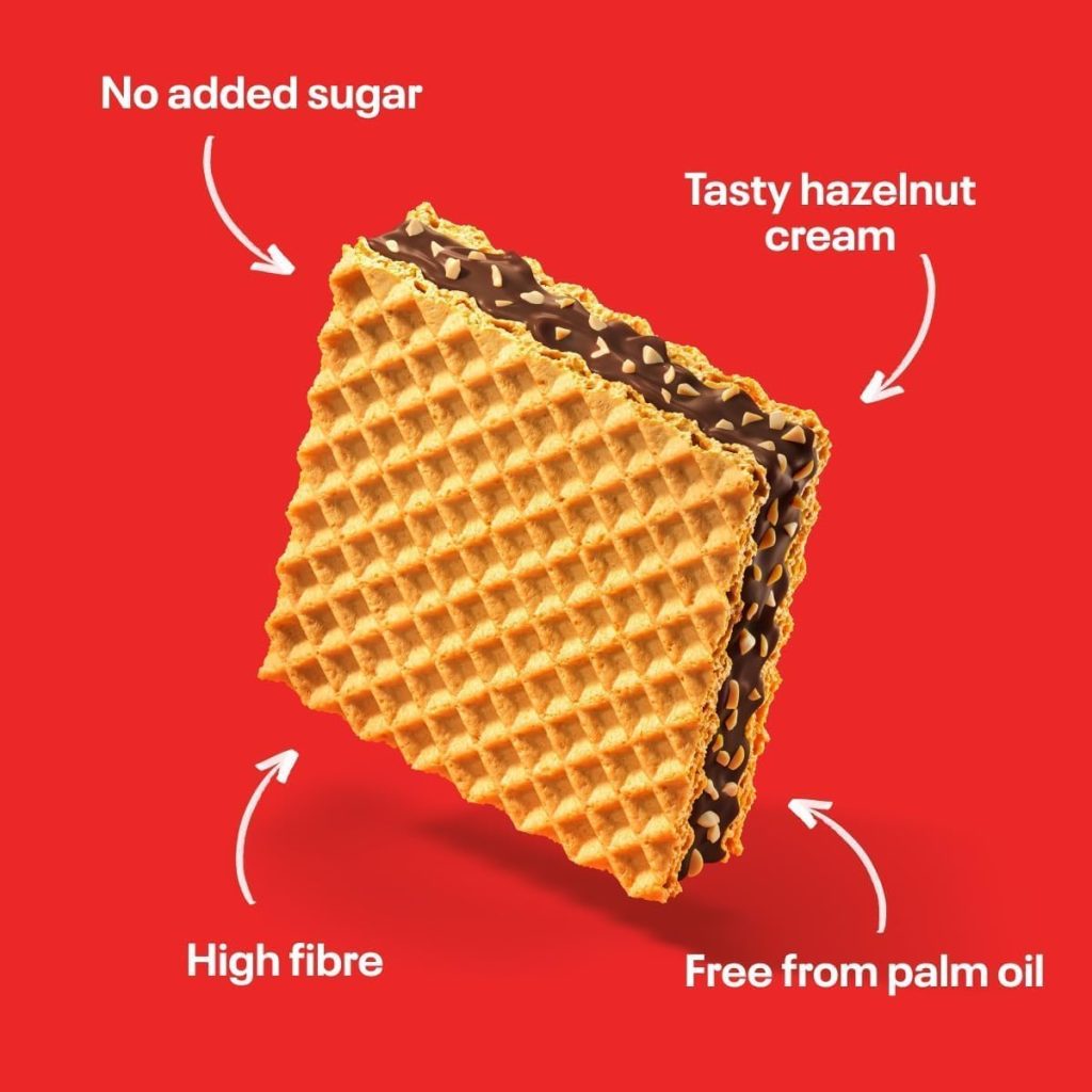 NEOH Low Carb Keto Waffle Hazelnut Chocolate - 1 g Sugar / 95 kcal - Without added sugar - The New Alternative to Traditional Sweets | 24 Pack