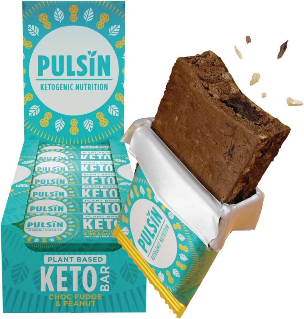 Pulsin - Plant Based Keto Protein Bars - Low Carb - 50g x18-12.6g Protein, 9.3g Fibre, 8.6g Carbs - Gluten, Palm Oil  Dairy Free Snack Bar - Choc Fudge
