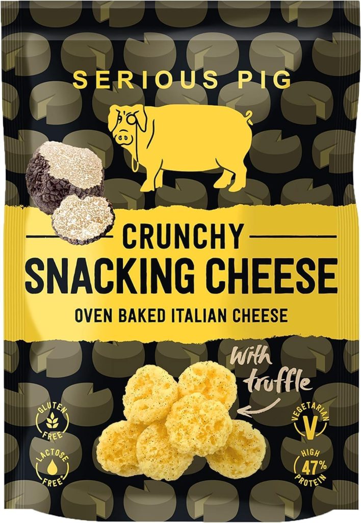 SERIOUS PIG - Crunchy Snacking Cheese Snacks, Keto Friendly, High Protein, Low Carb, Gluten Free, Vegetarian, Pub Snacks, Made from 100% Real Italian Cheese (Truffle) (12 x 24g)