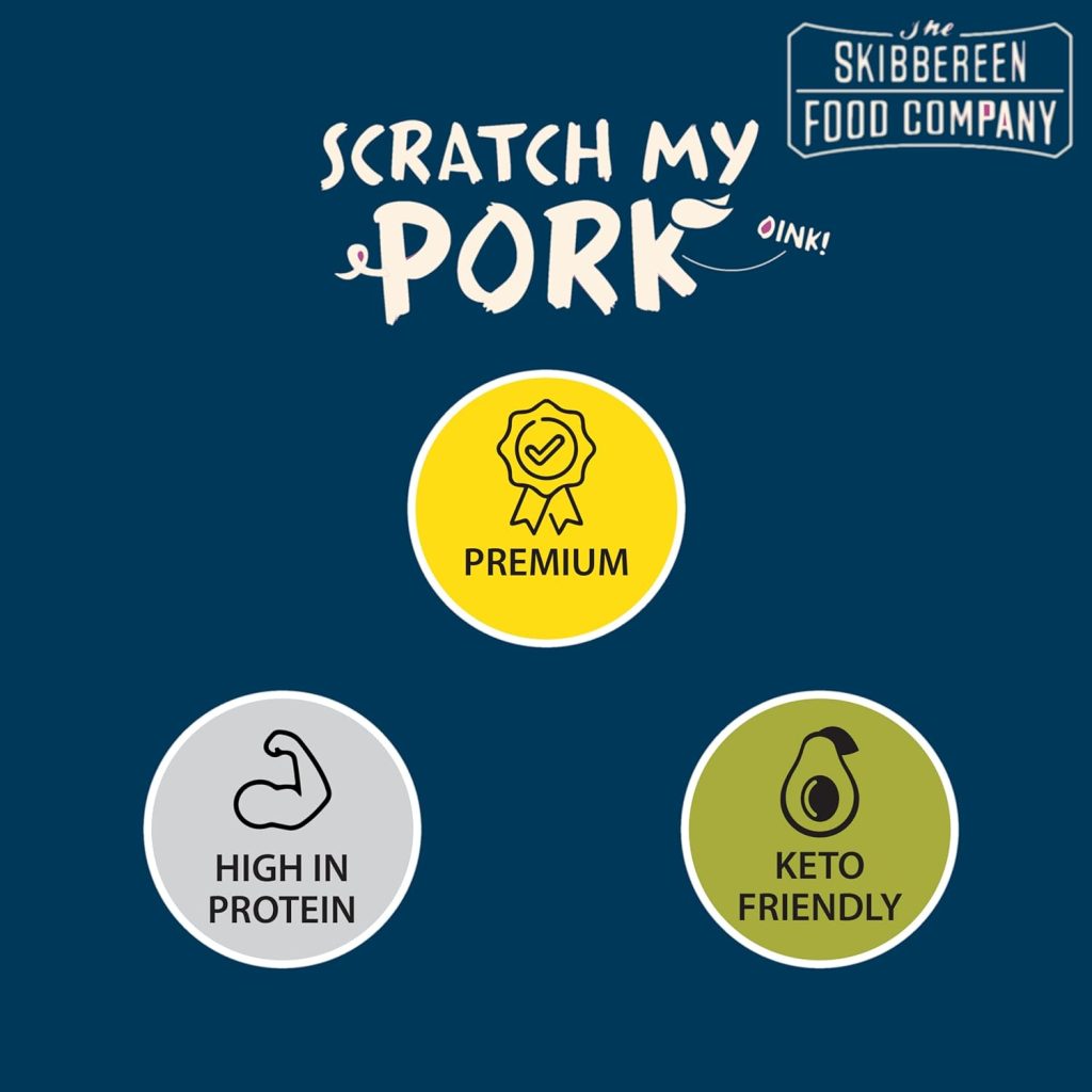 Skibbereen Salted Flavoured Pork Crunch - Deliciously Seasoned Crispy Pork Puffs - Guilt Free Low Carb  High Protein Snack - Keto Friendly - 4 x 70g Bags