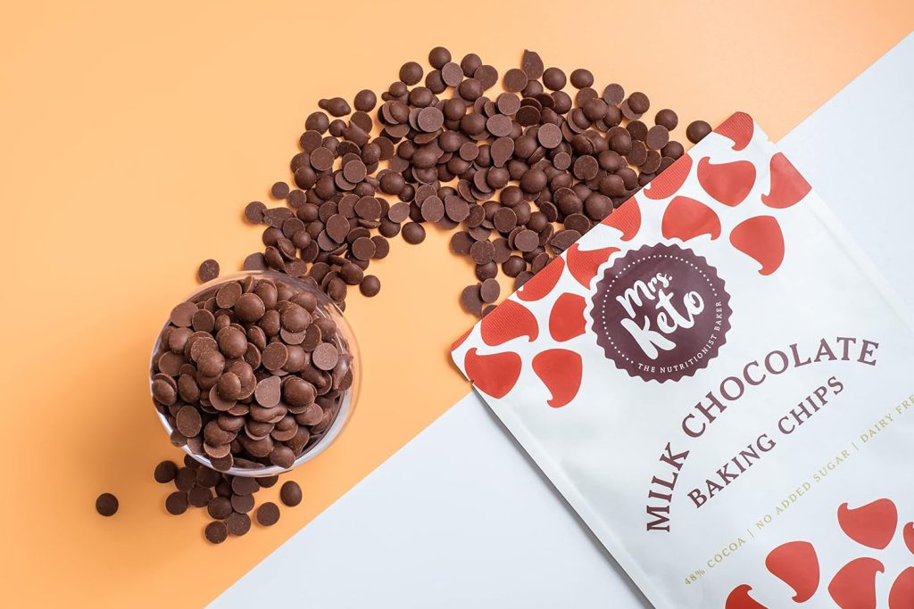 Sugar Free Milk Chocolate Chips by Mrs. Keto | Vegan, Low Carb, No Added Sugar, Diabetic Friendly | 200g