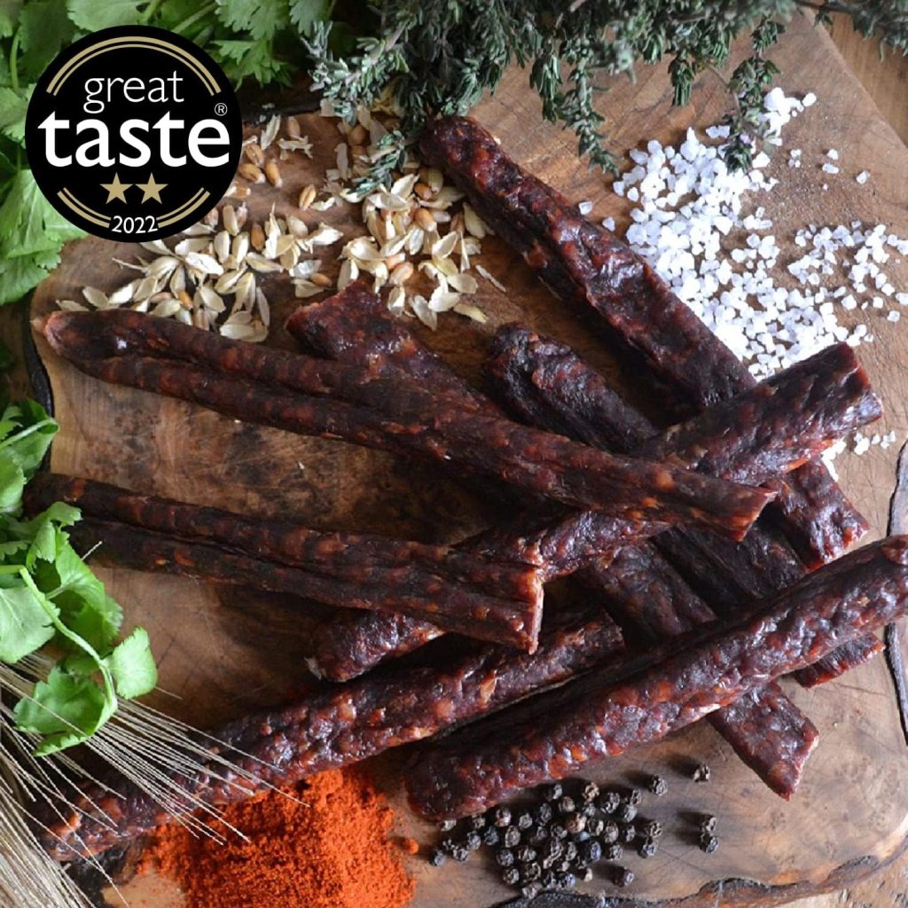 The Biltong Man | Tasty Traditional Droëwors Sticks | High Protein Beef Snack | Keto-friendly South African Dried Beef Sausage, 1 Kilogram (2 x 500 Gram Packs)