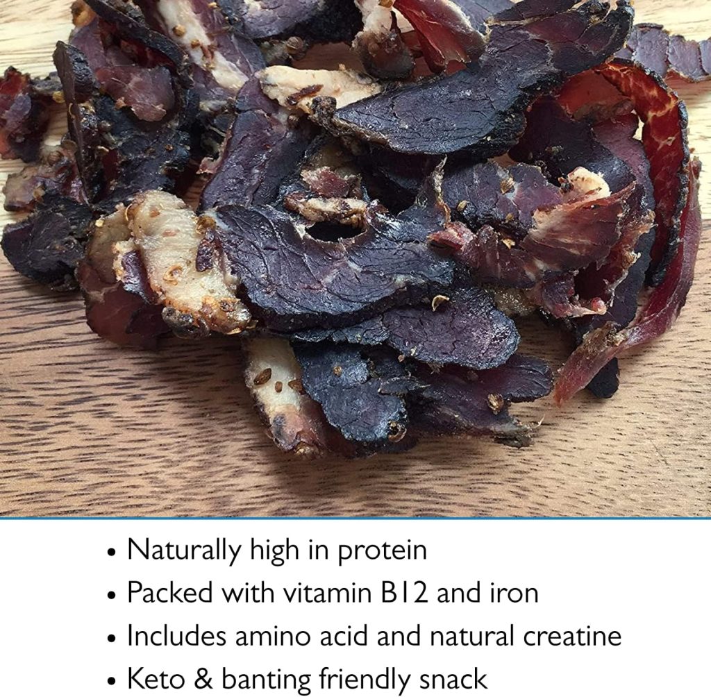 The Biltong Man | Tasty Traditional Fatty Beef Biltong | Healthy High Protein Dried Beef Snack | Low Sugar, Gluten-free  Keto-friendly, 250 grams