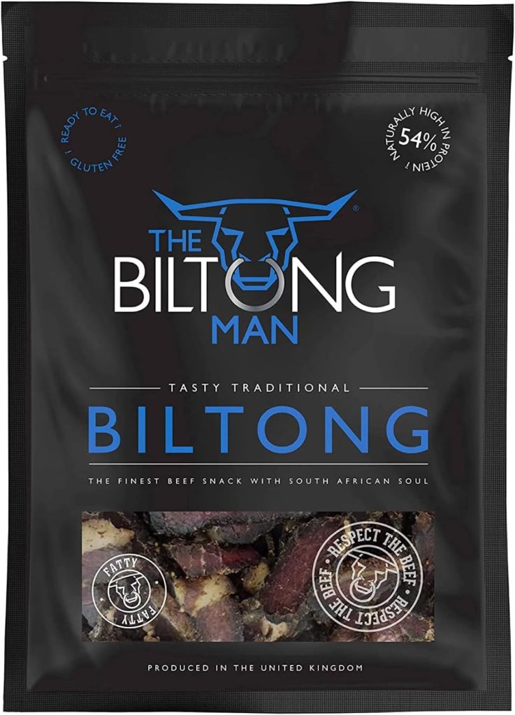 The Biltong Man | Tasty Traditional Fatty Beef Biltong | Healthy High Protein Dried Beef Snack | Low Sugar, Gluten-free  Keto-friendly, 250 grams